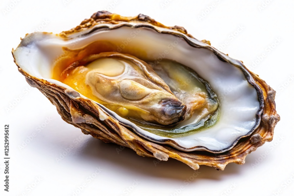 Fresh Raw Oyster Close-up Isolated on White Background with Shadow - High-Resolution Stock Photo Fresh Raw Oyster Close-up Isolated on White Background with Shadow - High-Resolution Stock Photo