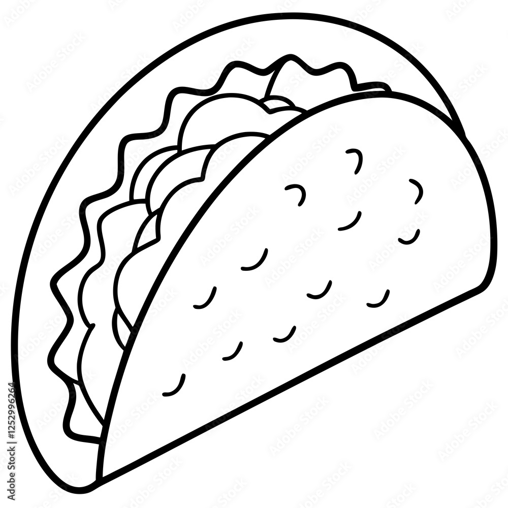 Stylized Taco Outline Design for Prints Stylized Taco Outline Design for Prints