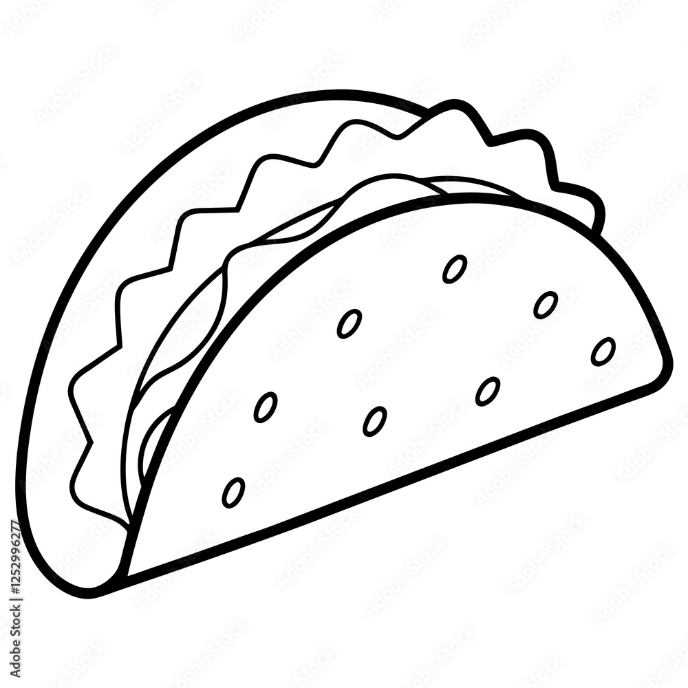 Stylized Taco Outline Design for Prints