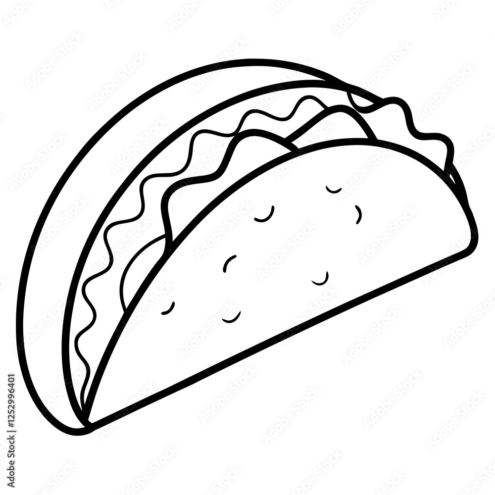 Stylized Taco Outline Design for Prints Stylized Taco Outline Design for Prints