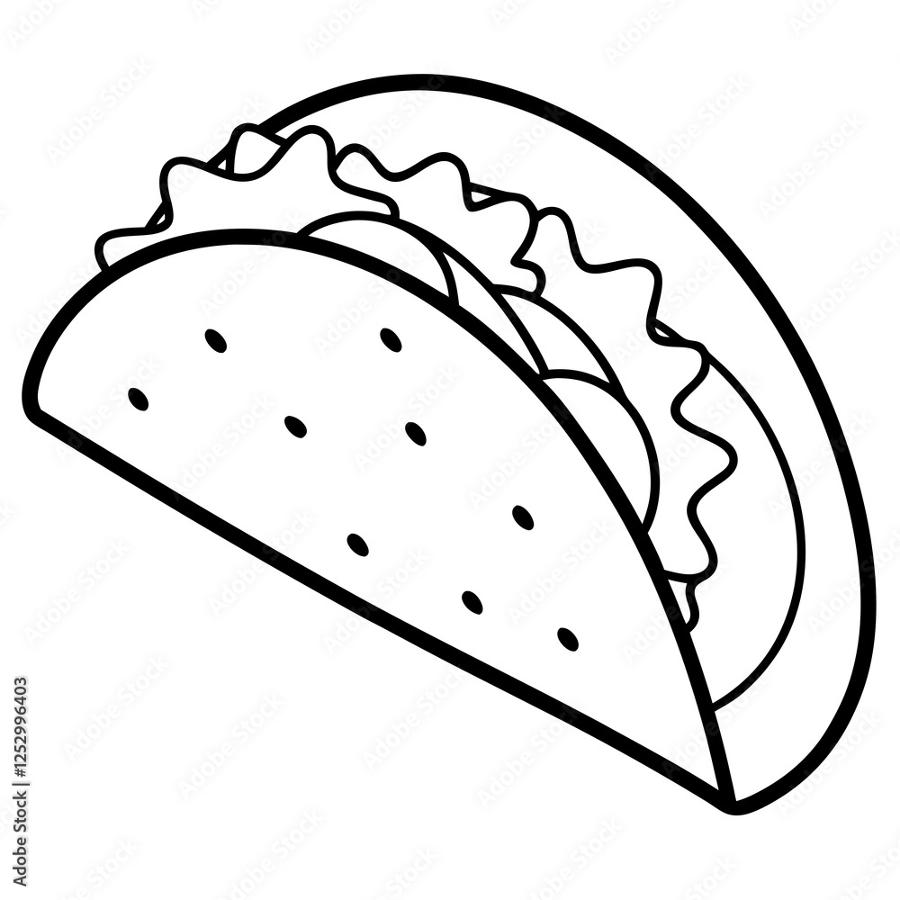 Stylized Taco Outline Design for Prints Stylized Taco Outline Design for Prints