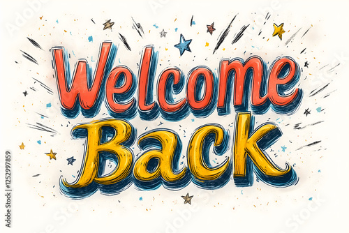 Cheerful Welcome Back Sign with Hand-Drawn Design
