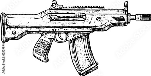 Illustration of a Modern Submachine Gun