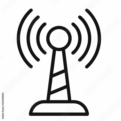 Radio tower fraud icon outline  Stop secure Money key vector illustration (1)