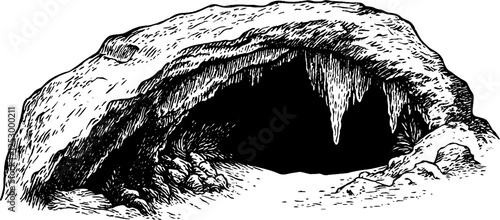 Illustration of a Mysterious Cave Entrance