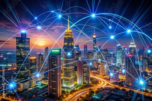 Wallpaper Mural Futuristic Global Network: Interconnected World via Advanced Technology Torontodigital.ca