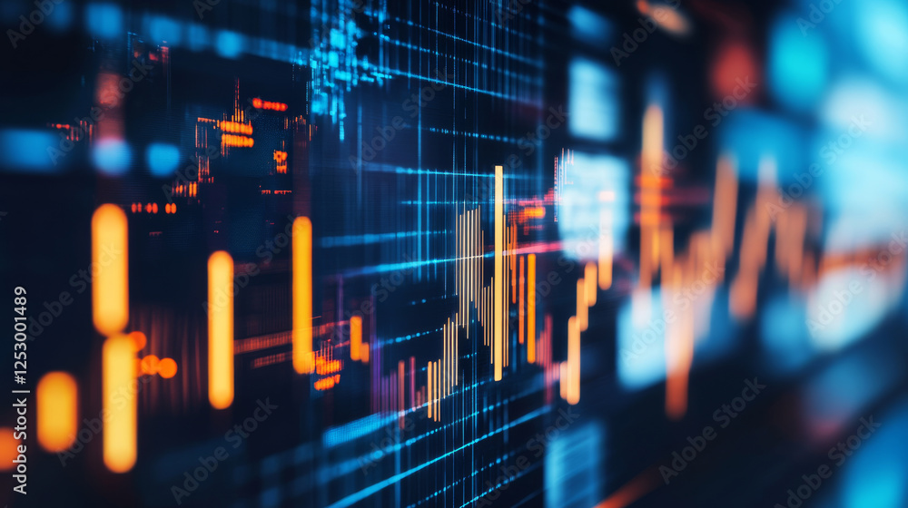 Abstract financial data visualization with glowing graphs and charts Abstract financial data visualization with glowing graphs and charts