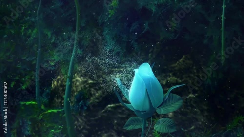 abstract flower emits particles in space