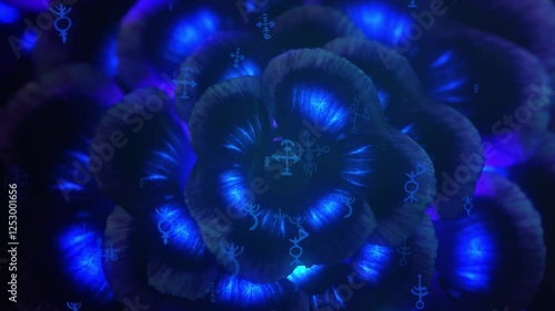  magic flower emits hieroglyphs in space.