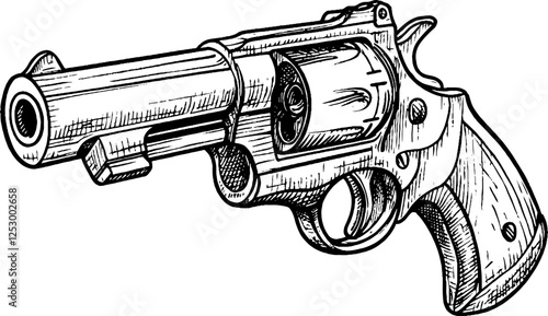 Detailed Sketch of a Revolver