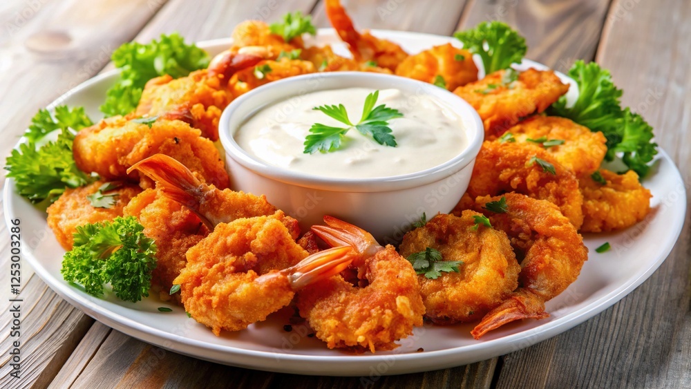 Fototapeta premium Fried Shrimp with Dipping Sauce