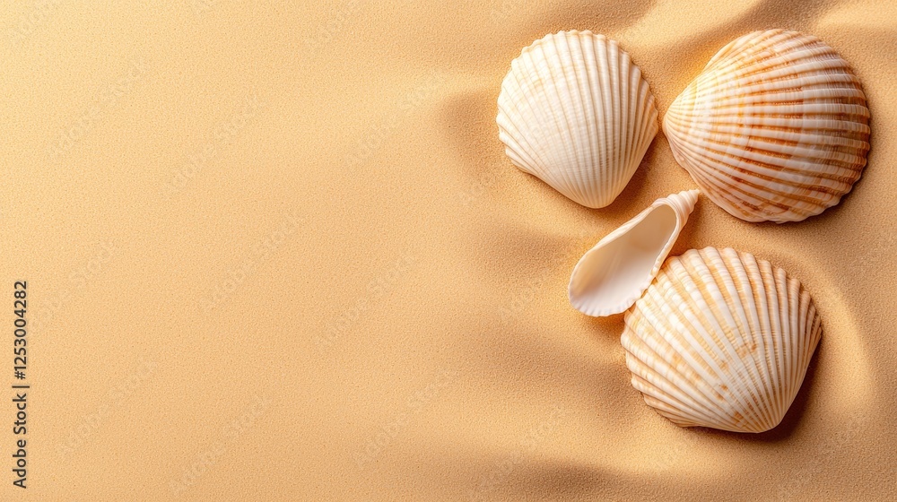 Beautiful seashells on soft sandy background. Beautiful seashells on soft sandy background.