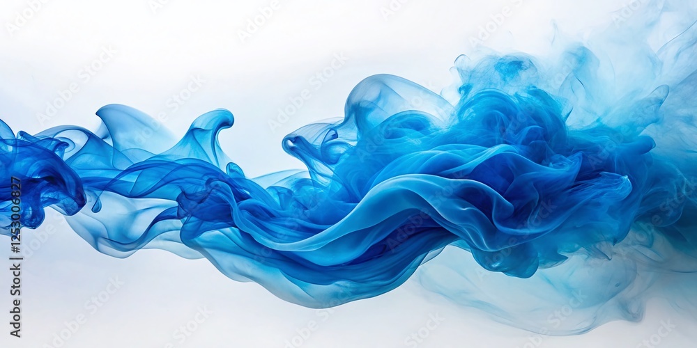 Abstract Blue Smoke Swirls on White Background - Aerial View Generative AI Art Abstract Blue Smoke Swirls on White Background - Aerial View Generative AI Art