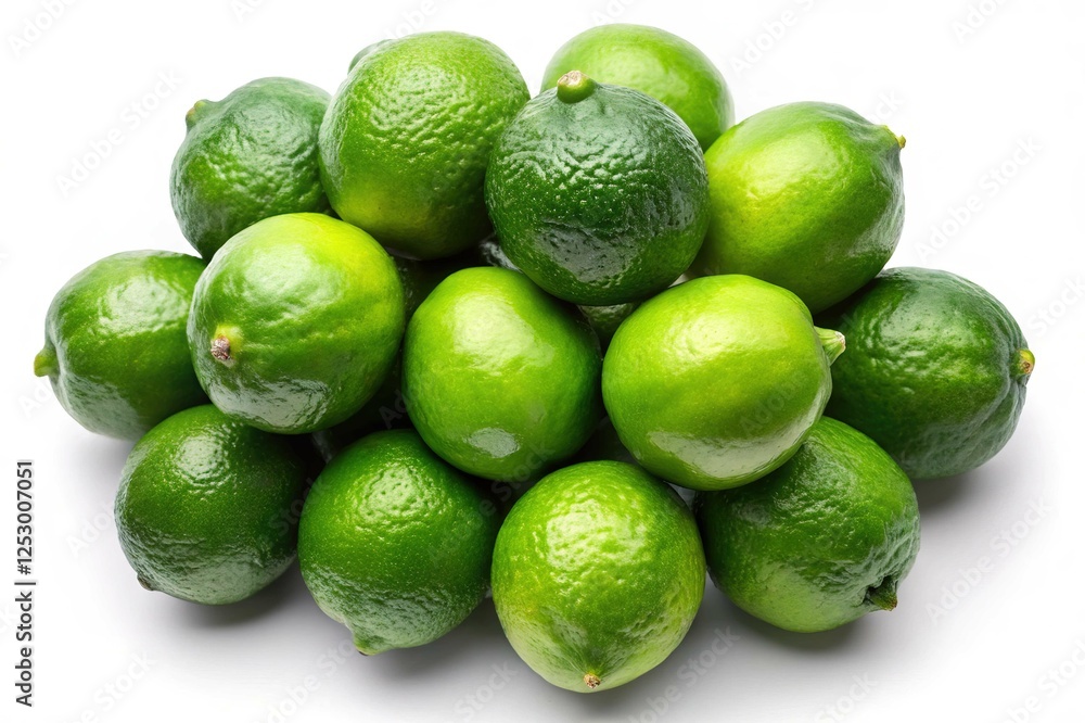 Fresh Green Limes Piled Together isolated on white background Fresh Green Limes Piled Together isolated on white background