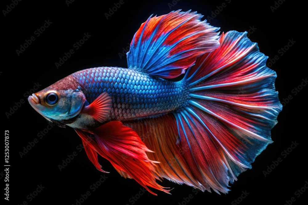 Fototapeta premium Captivating low-light betta splendens portraits: isolated Siamese fighting fish.