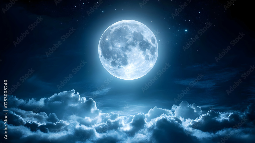 A beautiful glowing full moon surrounded by wispy clouds in a deep starry sky, capturing the magic and mystique of the night. Great for fantasy themes, dreamlike visuals, and moon-inspired artwork.
A beautiful glowing full moon surrounded by wispy clouds in a deep starry sky, capturing the magic and mystique of the night. Great for fantasy themes, dreamlike visuals, and moon-inspired artwork.