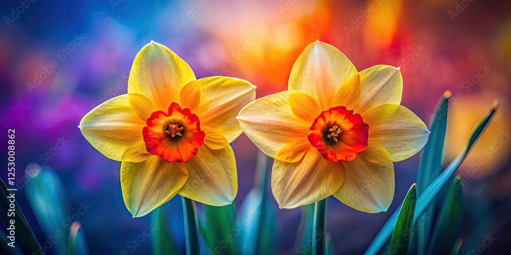 Close-up narcissus bulbs bloom, showcasing springtime's vibrant daffodils in exquisite botanical detail. Close-up narcissus bulbs bloom, showcasing springtime's vibrant daffodils in exquisite botanical detail.