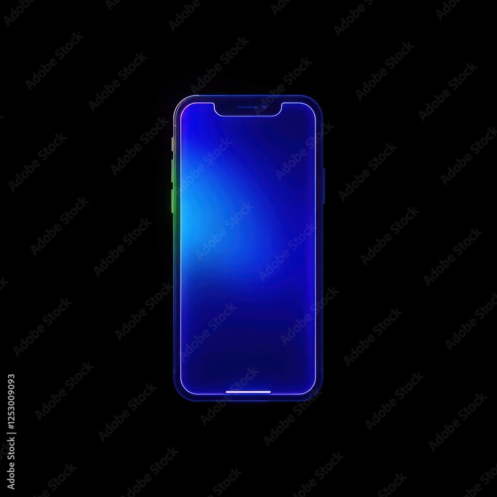 Vibrant smartphone display showcasing a sleek design with a glowing blue background Vibrant smartphone display showcasing a sleek design with a glowing blue background