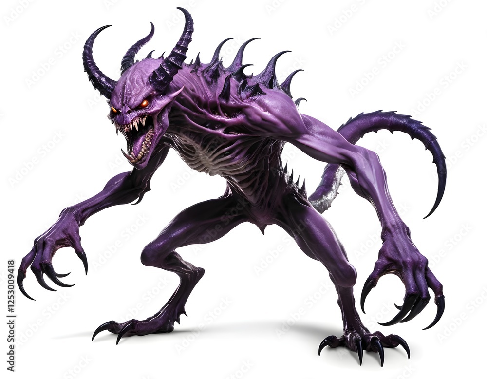Fototapeta premium evil purple red monster with claws character design