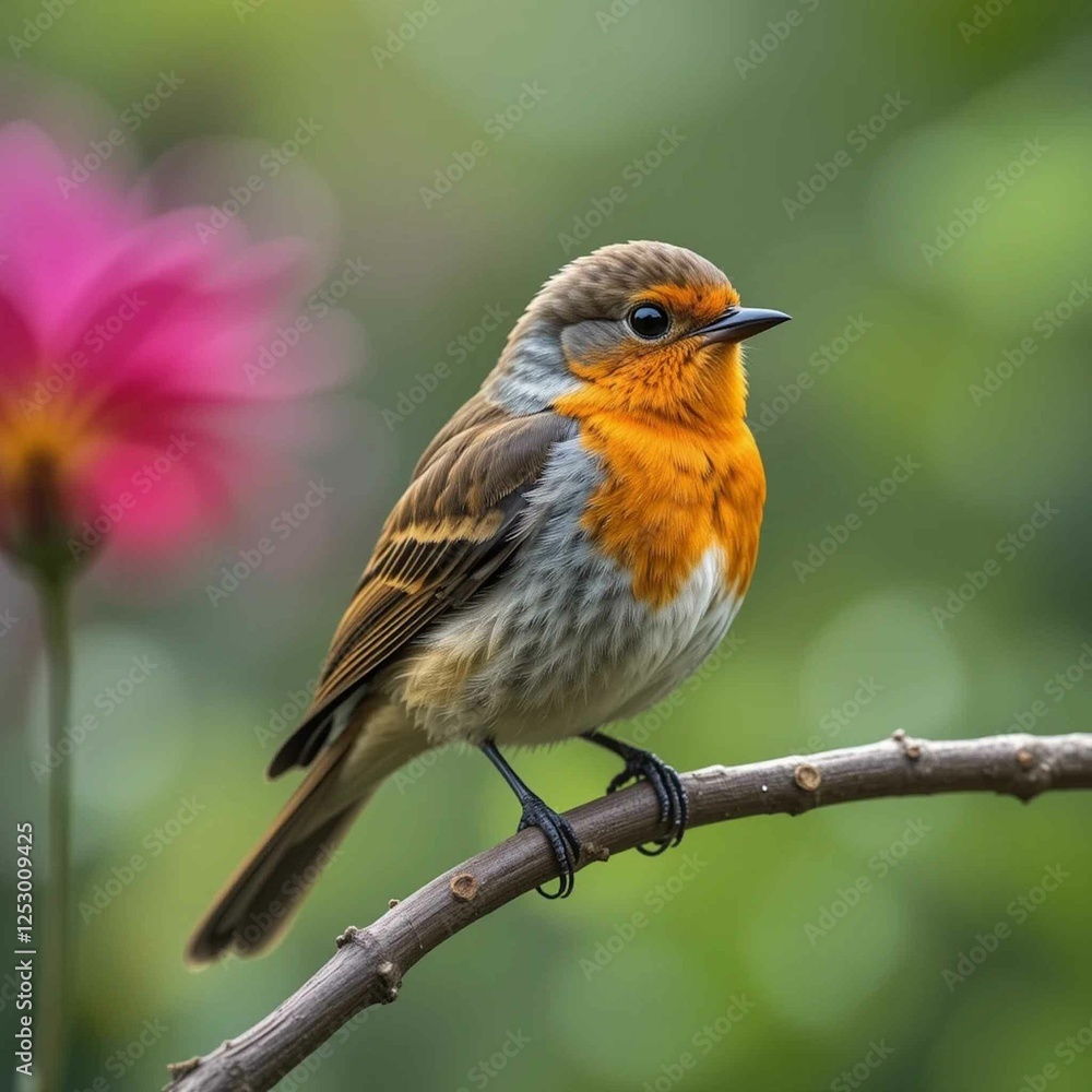 Fototapeta premium robin perched on a branch