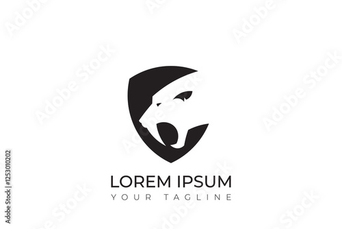 Sabertooth logo silhouette design with long fangs, simple sabertooth logo, head logo photo