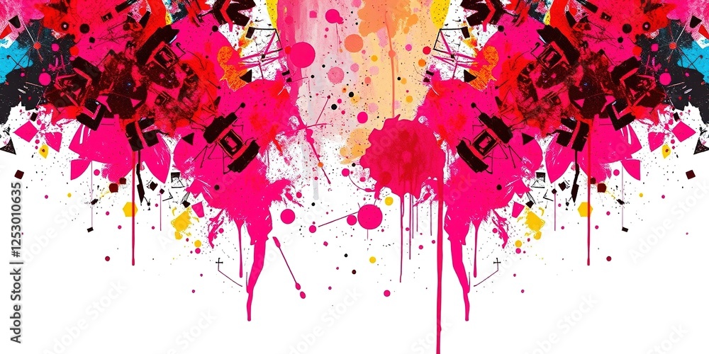 Fototapeta premium Neon Cyber Spray Paint on Geometric Design