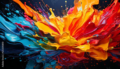 wallpaper and background Dynamic colorful paint splash abstract art in vibrant hues.