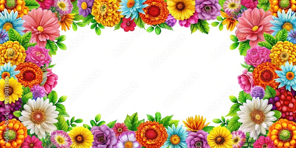 Outline Flower Border Frame Decoration: Sharp, Bright, and Eye-Catching Outline Flower Border Frame Decoration: Sharp, Bright, and Eye-Catching