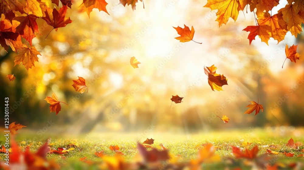 Falling autumn leaves as foreground, PNG, isolated Falling autumn leaves as foreground, PNG, isolated