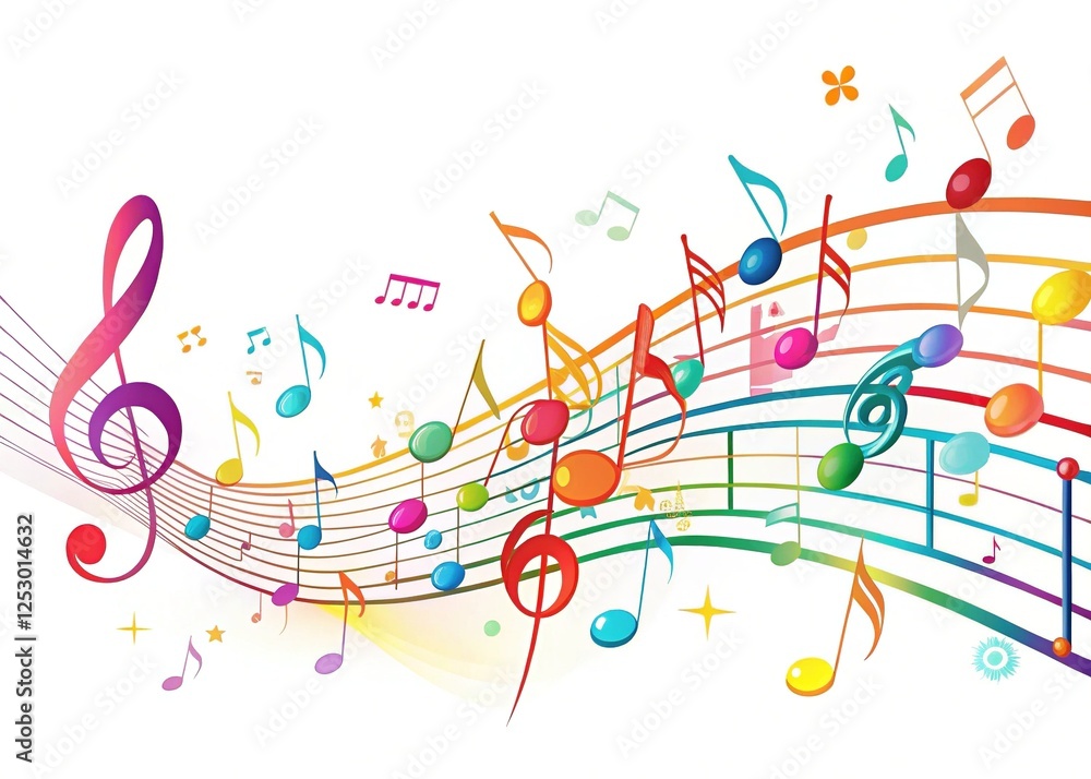 Sheet Music with Vibrant Notes and Symbols Sheet Music with Vibrant Notes and Symbols