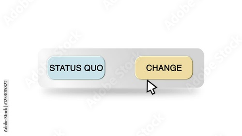 Cursor Choosing Status Quo or Change illustrating a transformation and decision-making concept on a white background and green screen