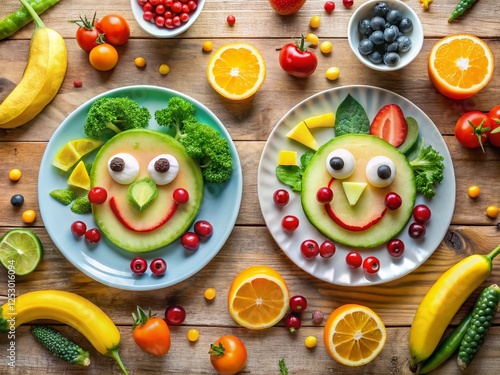 Happy Meal: Two Smiley Faces on a Festive Table Setting photo