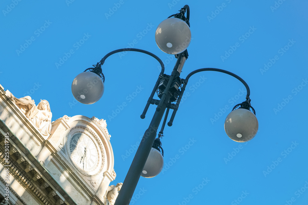 A street light with six lights on top of it in Milano Italy A street light with six lights on top of it in Milano Italy