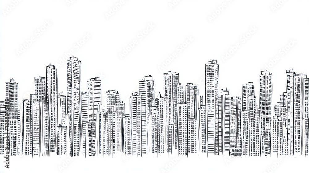 City skyline sketch, urban architecture, graphic design, background image City skyline sketch, urban architecture, graphic design, background image
