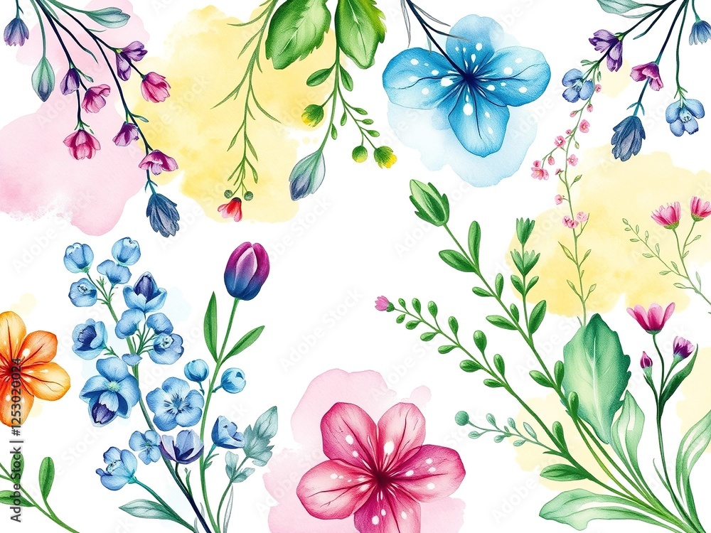 Obraz premium Watercolor Rhapsody on Painted Canvases: Enchanting Herb Portraits