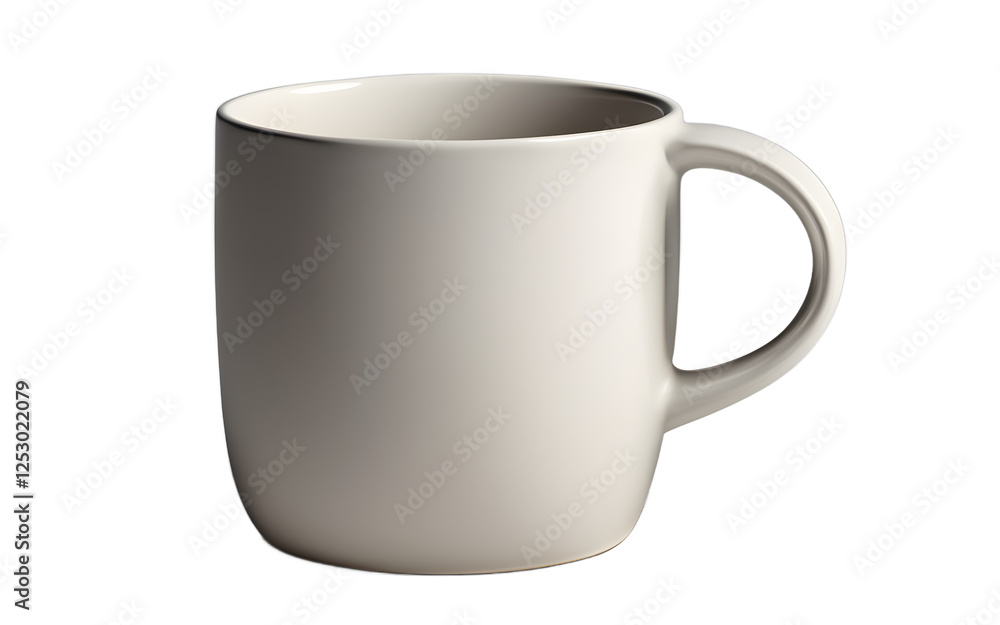 A modern ceramic coffee mug with a matte finish on a empty plain background A modern ceramic coffee mug with a matte finish on a empty plain background