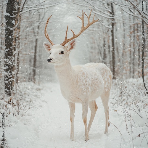 Wallpaper Mural Whitetail Deer in Winter Snowfall Forest Torontodigital.ca