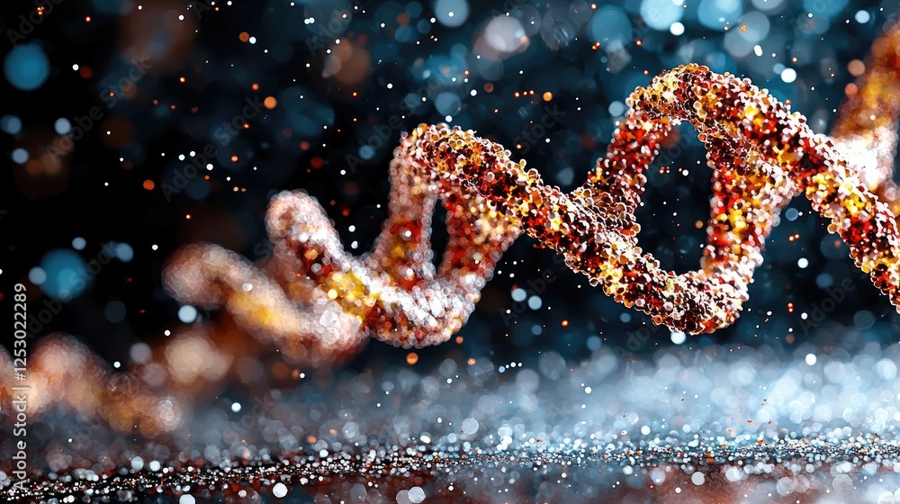 DNA strand, science, microscopic view, particle background, research DNA strand, science, microscopic view, particle background, research