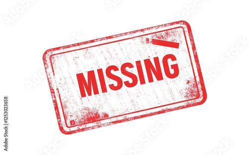 Red Missing Text Stamp, Isolated on Transparent Background