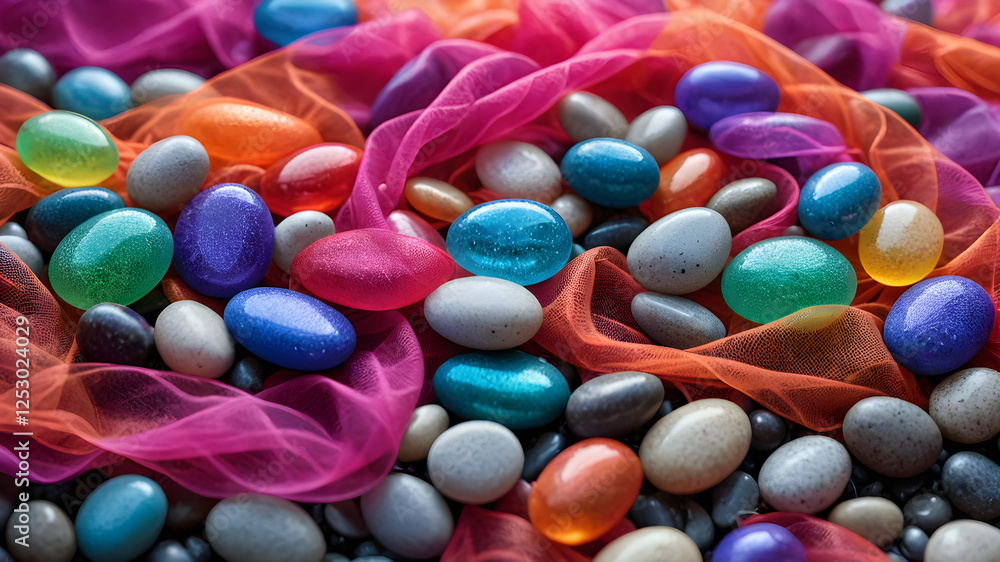 Vibrant and Colorful Stones. A Visual Feast of Nature's Beauty. Generative AI.