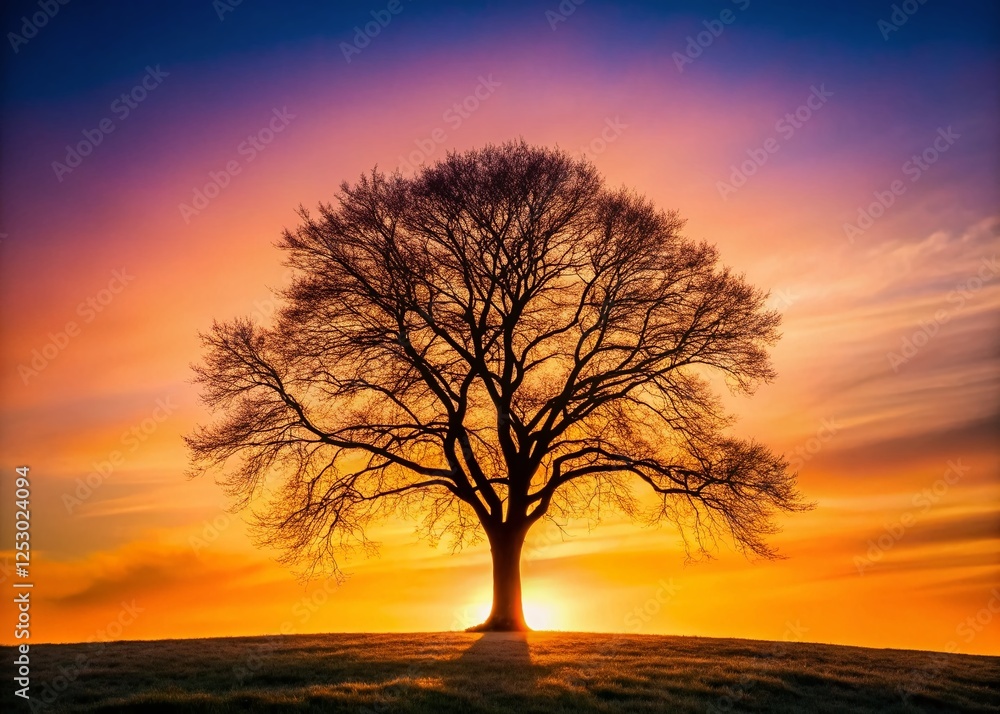 Fototapeta premium Isolated Black Tree Silhouette - Dramatic Nature Photography