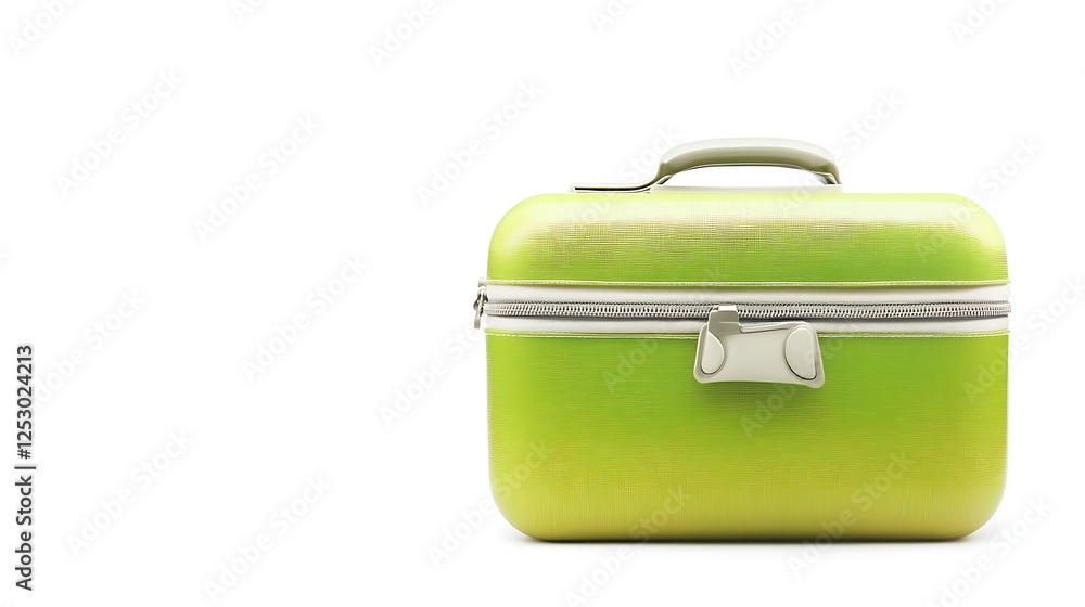 Bright green cosmetic case sitting on a white background Bright green cosmetic case sitting on a white background