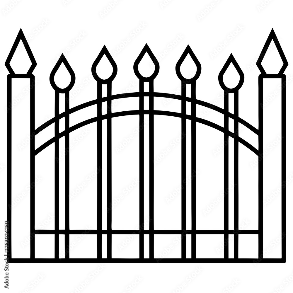 Classic Wooden Fence Line Art Design Classic Wooden Fence Line Art Design