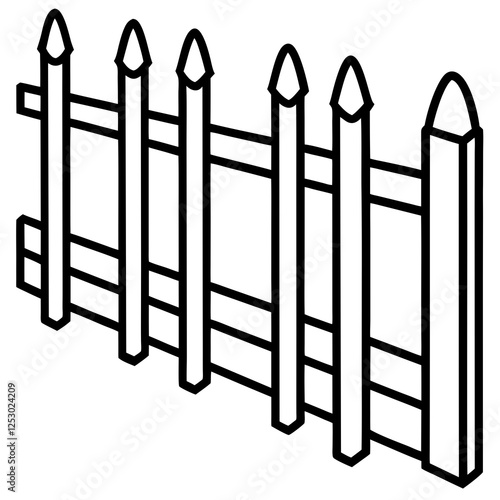Classic Wooden Fence Line Art Design