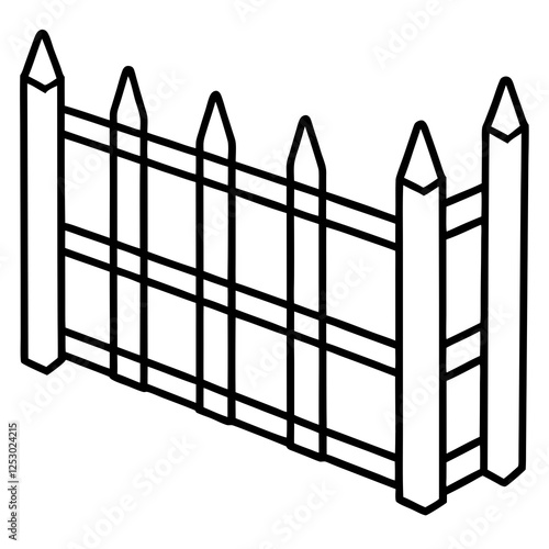 Classic Wooden Fence Line Art Design