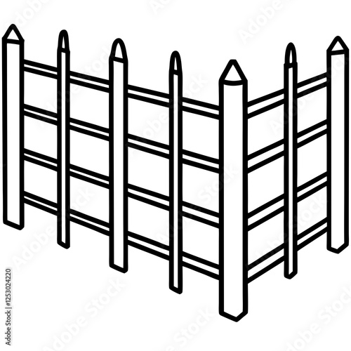 Classic Wooden Fence Line Art Design