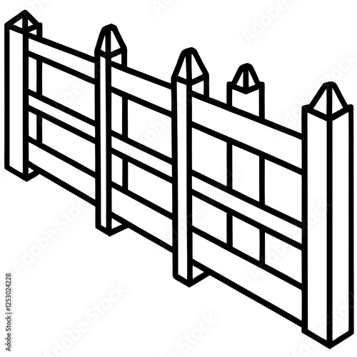 Classic Wooden Fence Line Art Design