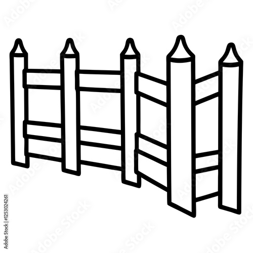 Classic Wooden Fence Line Art Design