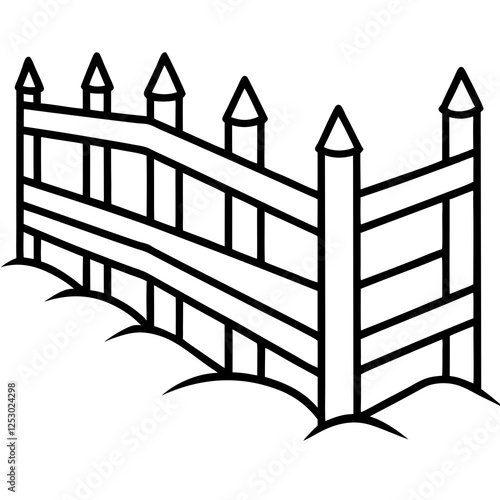 Classic Wooden Fence Line Art Design