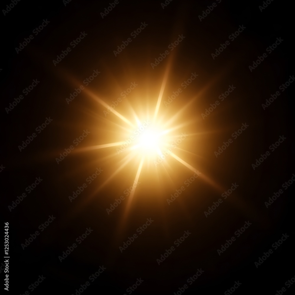 Obraz premium Radiant golden light burst against dark background
